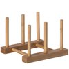 Basicwise Set of 2 Bamboo Wooden Dish Drainer Rack, Plate Rack, And Drying Drainer, 2 Grid QI004355B.2